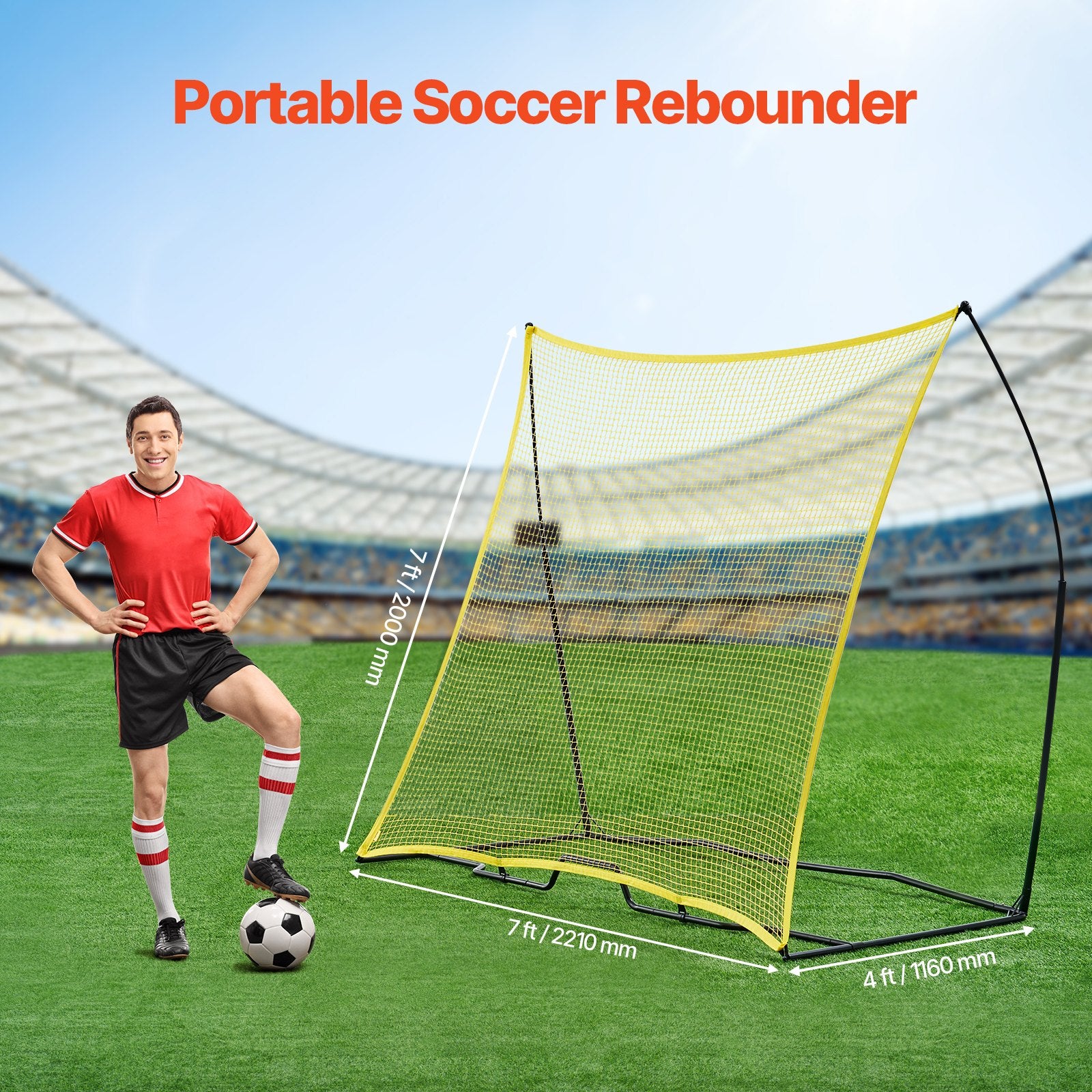 7x7FT Soccer Rebounder Portable Soccer Trainer Net with Portable Bag V952-ZQHDWTZDZBXGBPZ5WV0