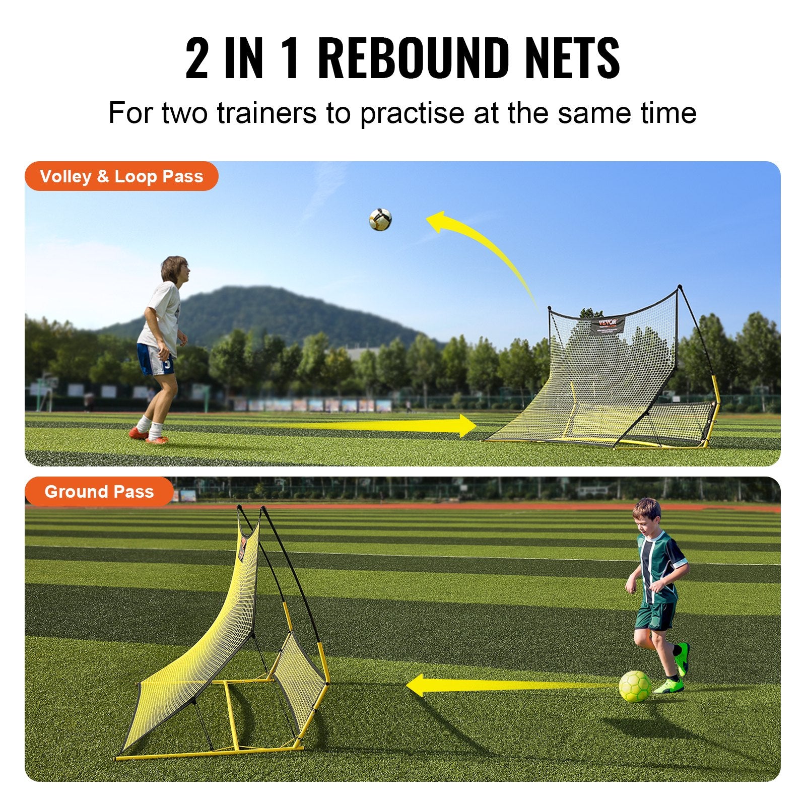Soccer Trainer, 2-IN-1 Portable Soccer Rebounder Net, Iron Soccer Practice Equipment, Sports Football V952-ZQHDWTZDZBXGZ780TV0
