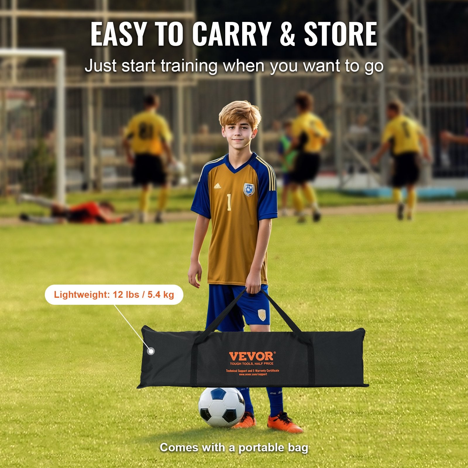 Soccer Trainer, 2-IN-1 Portable Soccer Rebounder Net, Iron Soccer Practice Equipment, Sports Football V952-ZQHDWTZDZBXGZ780TV0