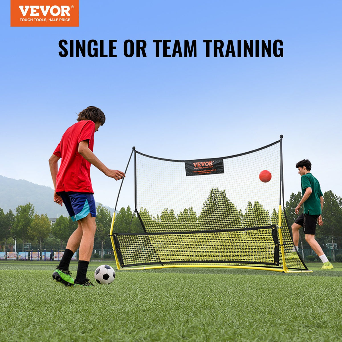 Soccer Trainer, 2-IN-1 Portable Soccer Rebounder Net, Iron Soccer Practice Equipment, Sports Football V952-ZQHDWTZDZBXGZ780TV0