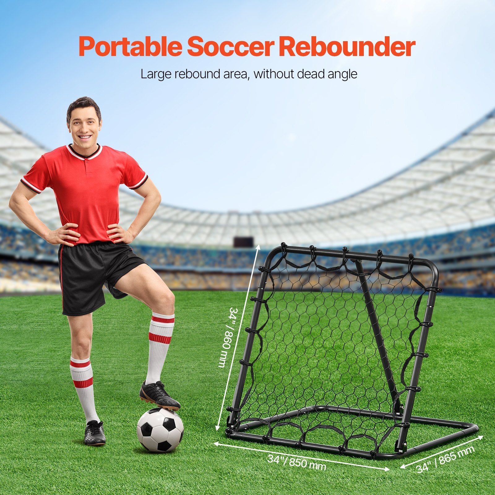 34"x34" Soccer Rebounder Net Kick-Back Portable Football Training Gifts V952-ZQHDWTZL84W8L8KBEV0