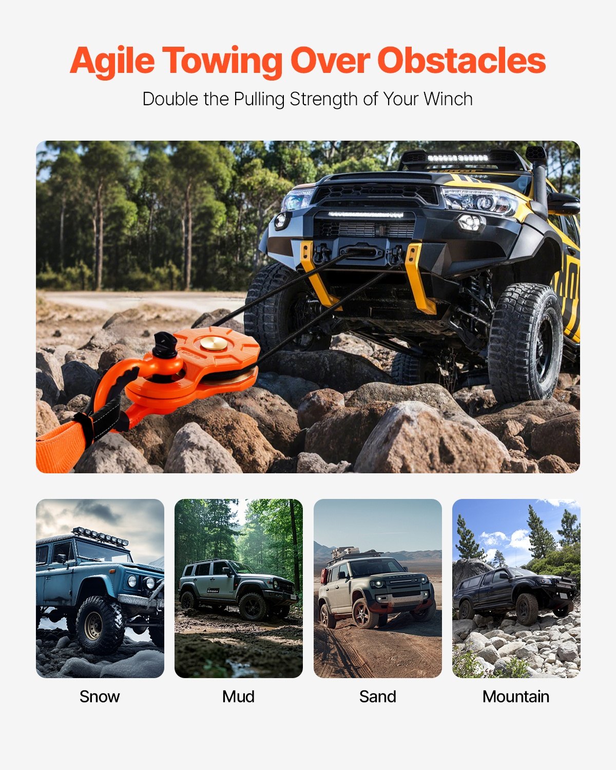 10 Ton Recovery Winch Snatch Block 22,000 lbs Capacity Off Road ATV UTV V952-ZQHL22000LBSEXWFNV0