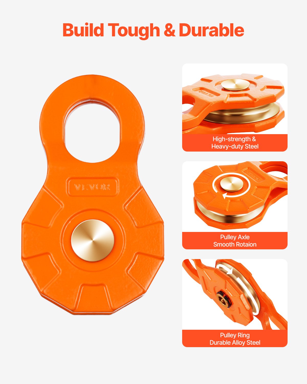 30 T Snatch Block for Winch Recovery, 66,000 lbs Break Strength Pulley System with 0.4" - 0.55" Rope, Heavy V952-ZQHL39600LBSWZ5G0V0