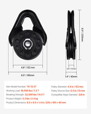 14.5 Ton Recovery Snatch Block Pulley Snatch 32,000 lbs Capacity ATV UTV V952-ZQHL7500LBS1XM1F2V0