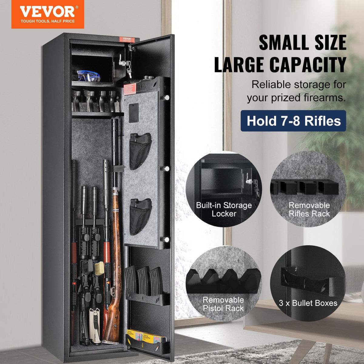 Gun Safe Rifle Safe with Digital Keypad & Lock 5 Rifles Storage Cabinet V952-ZQJDSX78ZZW99Q44OV9