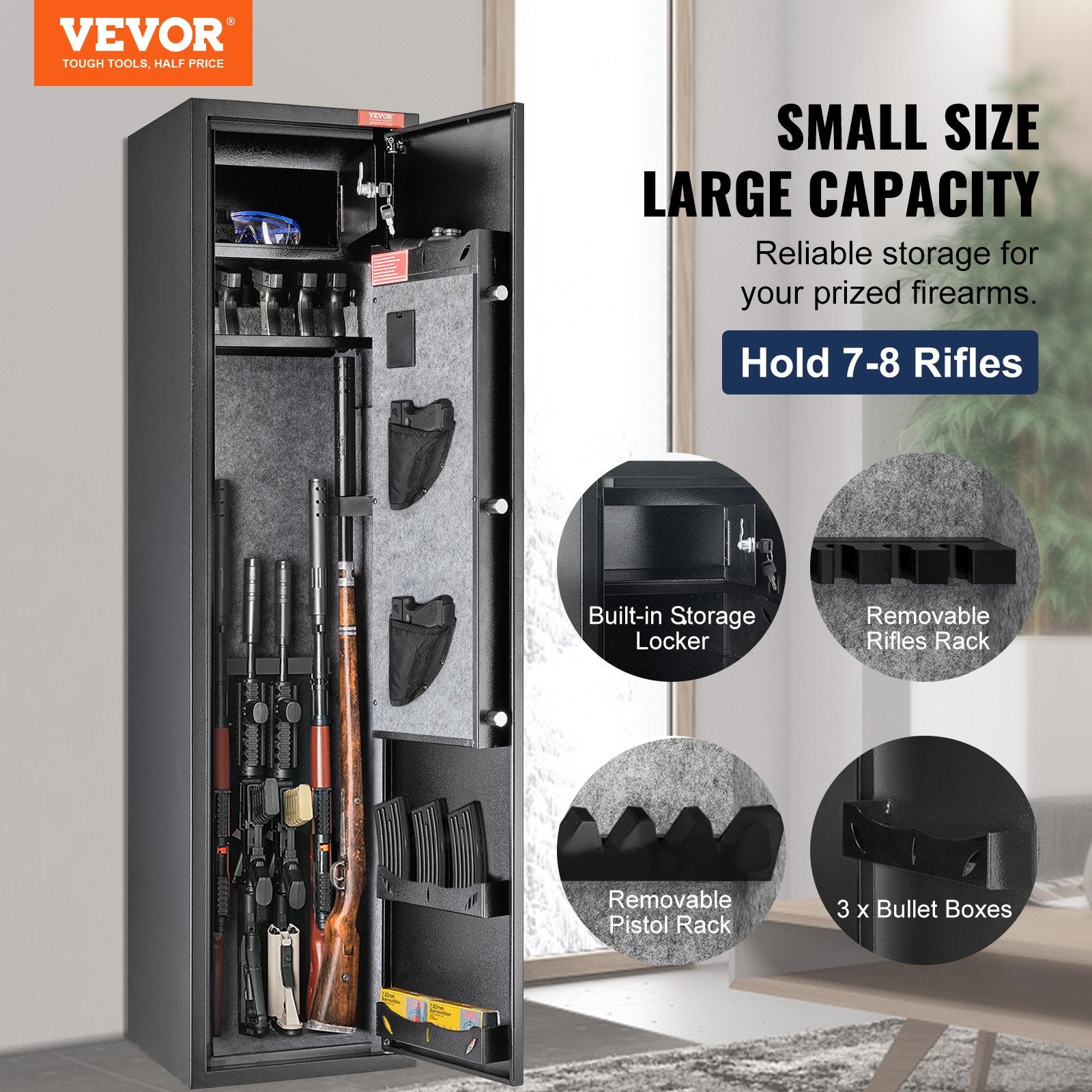 Gun Safe Rifle Safe with Digital Keypad & Lock 5 Rifles Storage Cabinet V952-ZQJDSX78ZZW99Q44OV9