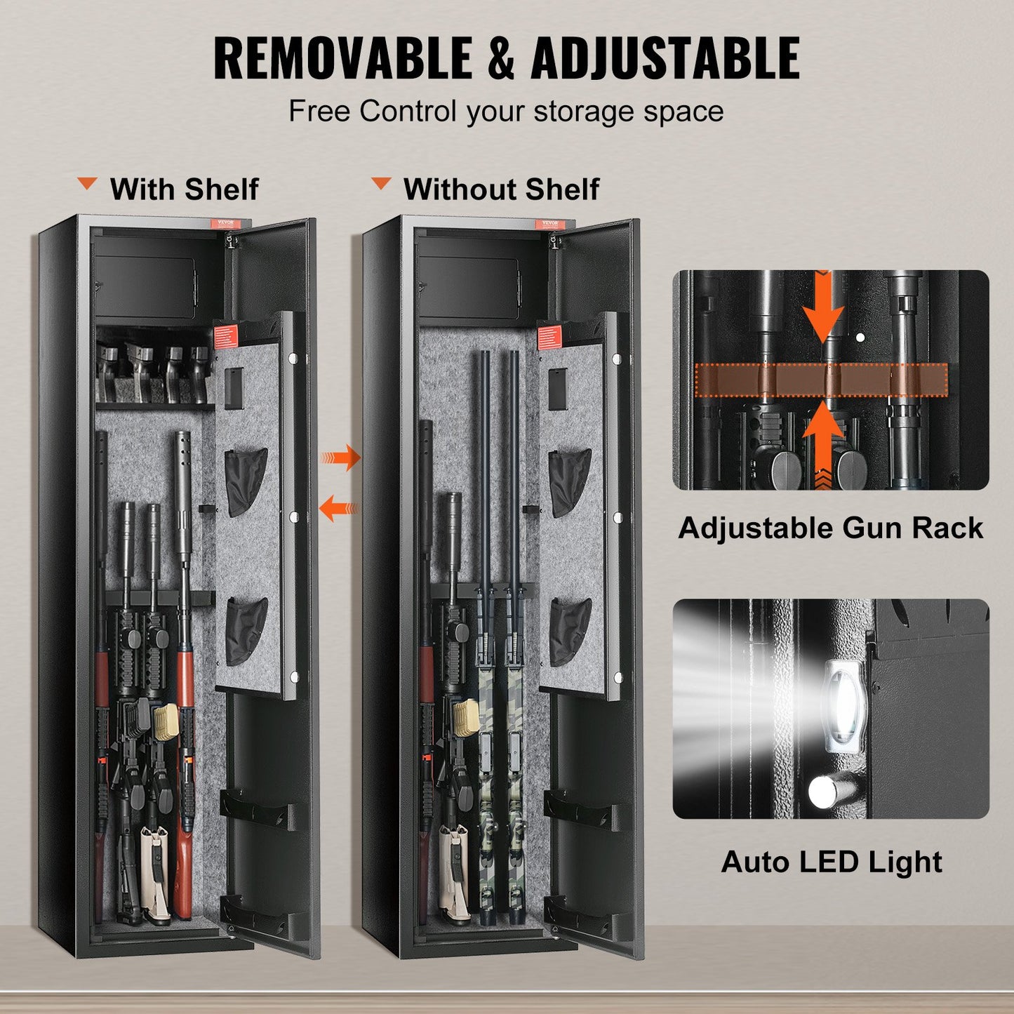 Gun Safe Rifle Safe with Digital Keypad & Lock 5 Rifles Storage Cabinet V952-ZQJDSX78ZZW99Q44OV9