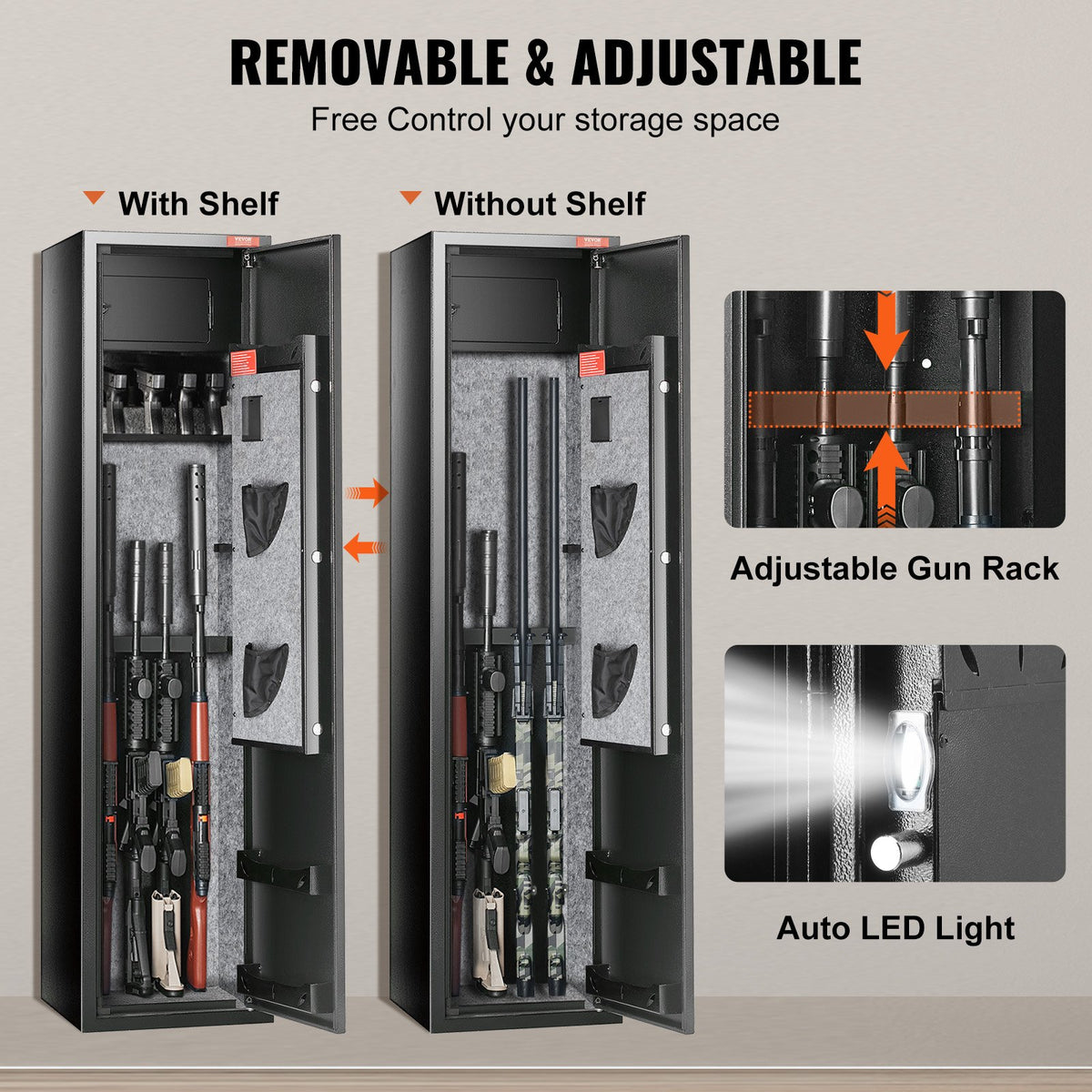 Gun Safe Rifle Safe with Digital Keypad & Lock 5 Rifles Storage Cabinet V952-ZQJDSX78ZZW99Q44OV9