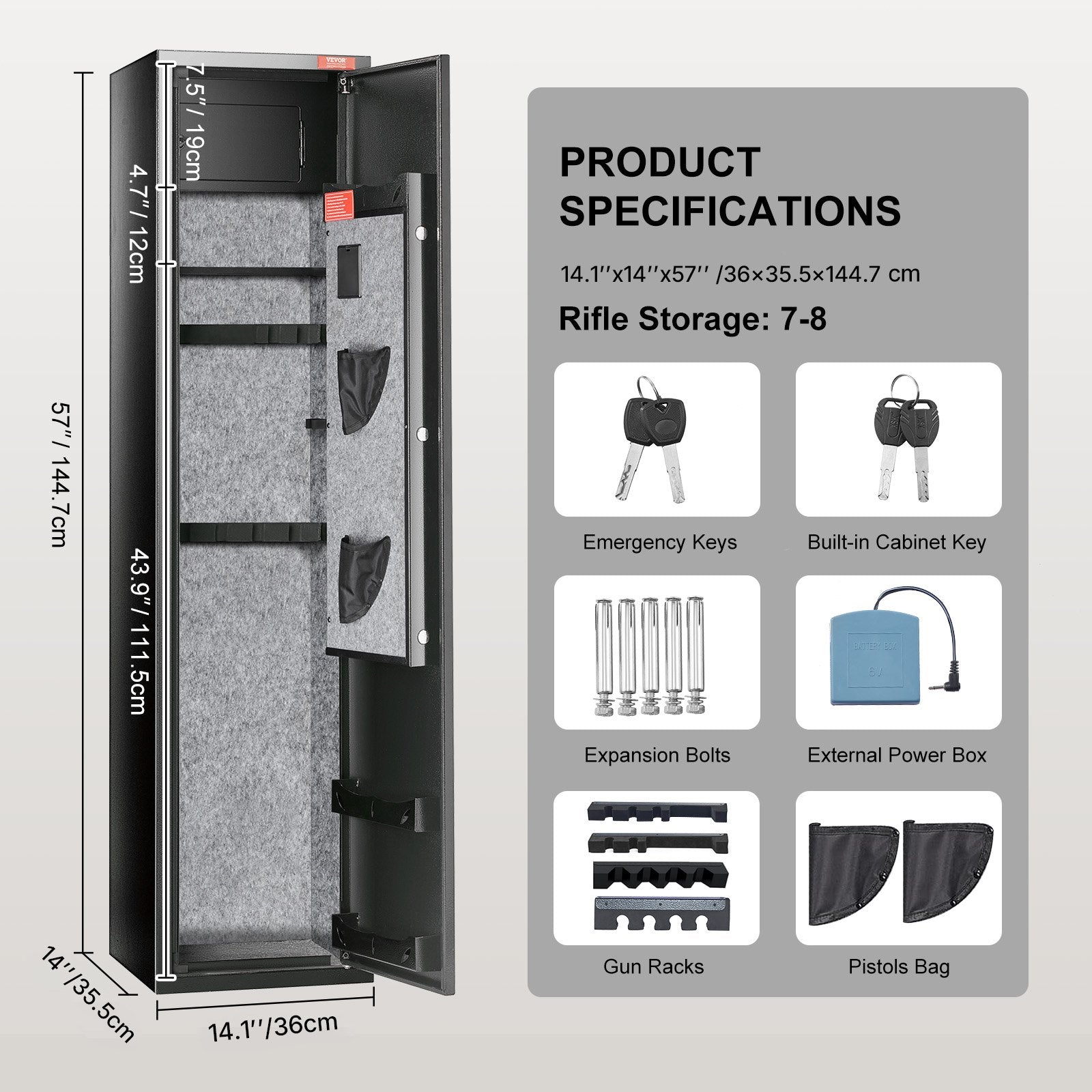 Gun Safe Rifle Safe with Digital Keypad & Lock 5 Rifles Storage Cabinet V952-ZQJDSX78ZZW99Q44OV9