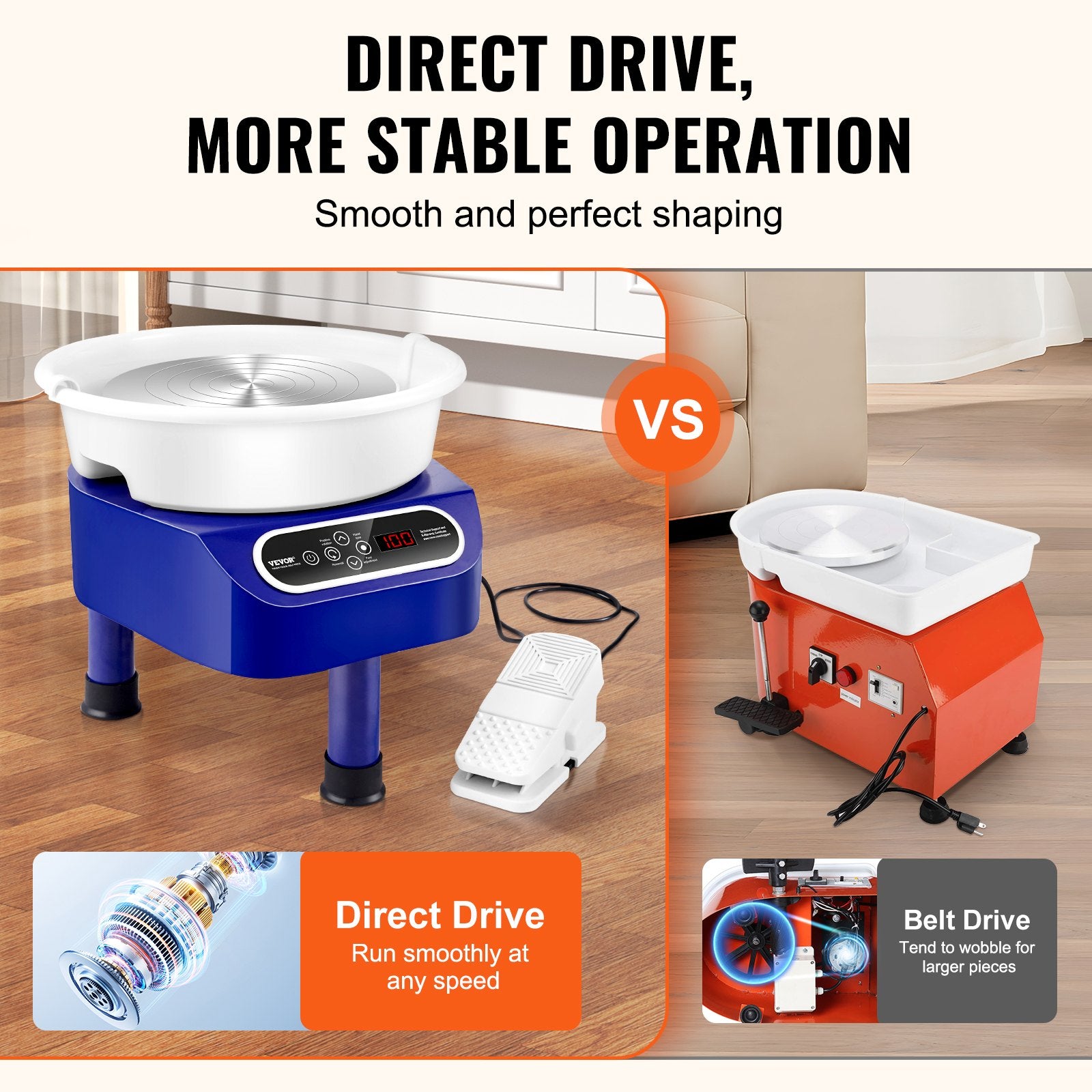 Pottery Wheel, 10 inch Pottery Forming Machine, 350W Electric Wheel for Pottery with Foot Pedal and LCD Touch V952-ZQLPJSJS10YC01YWVV3