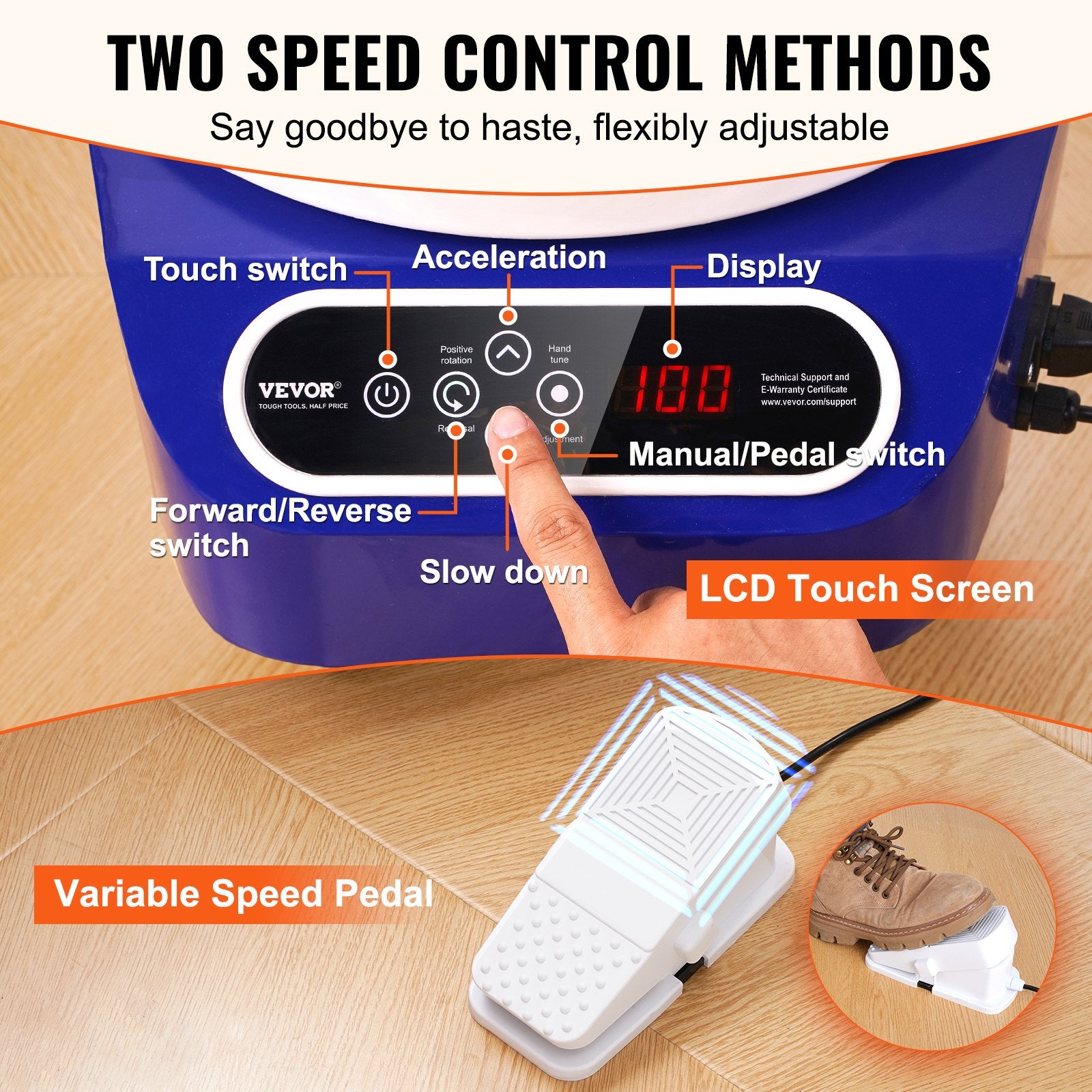 Pottery Wheel, 10 inch Pottery Forming Machine, 350W Electric Wheel for Pottery with Foot Pedal and LCD Touch V952-ZQLPJSJS10YC01YWVV3