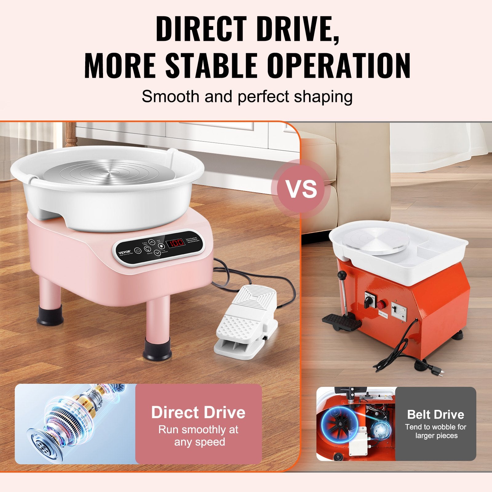 Pottery Wheel, 10 inch Pottery Forming Machine, 350W Electric Wheel for Pottery with Foot Pedal and LCD Touch V952-ZQLPJSJS10YCC3VHLV3