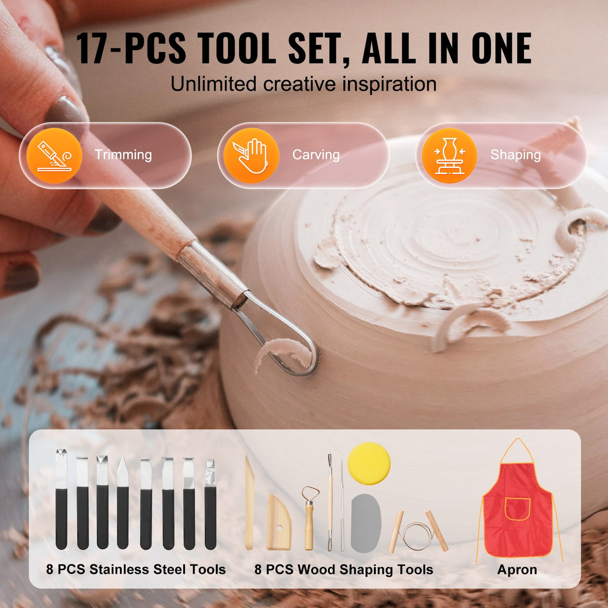 Pottery Wheel, 10 inch Pottery Forming Machine, 350W Electric Wheel for Pottery with Foot Pedal and LCD Touch V952-ZQLPJSJS10YCC3VHLV3