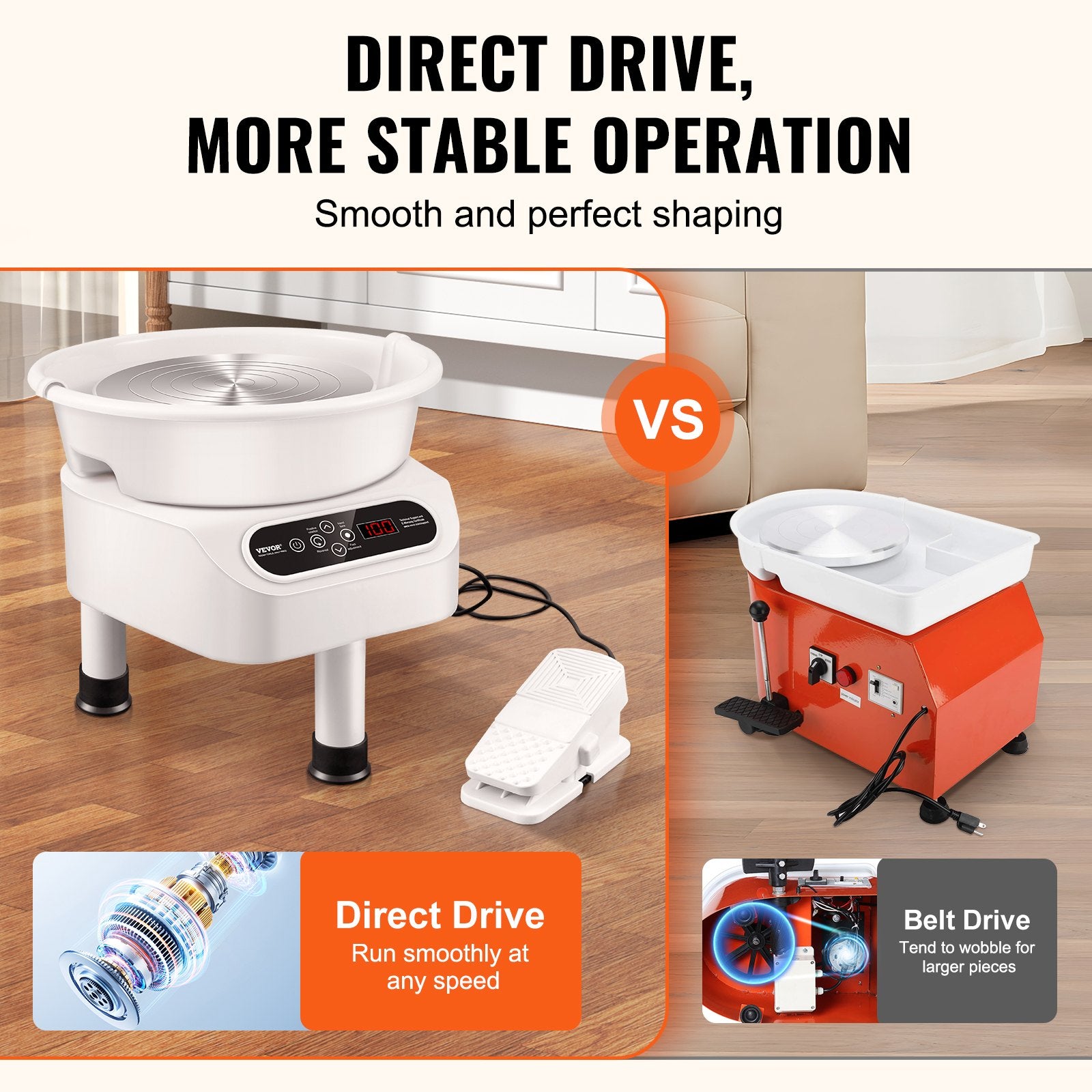 Pottery Wheel, 10 inch Pottery Forming Machine, 350W Electric Wheel for Pottery with Foot Pedal and LCD Touch V952-ZQLPJSJS10YCKNJGYV3