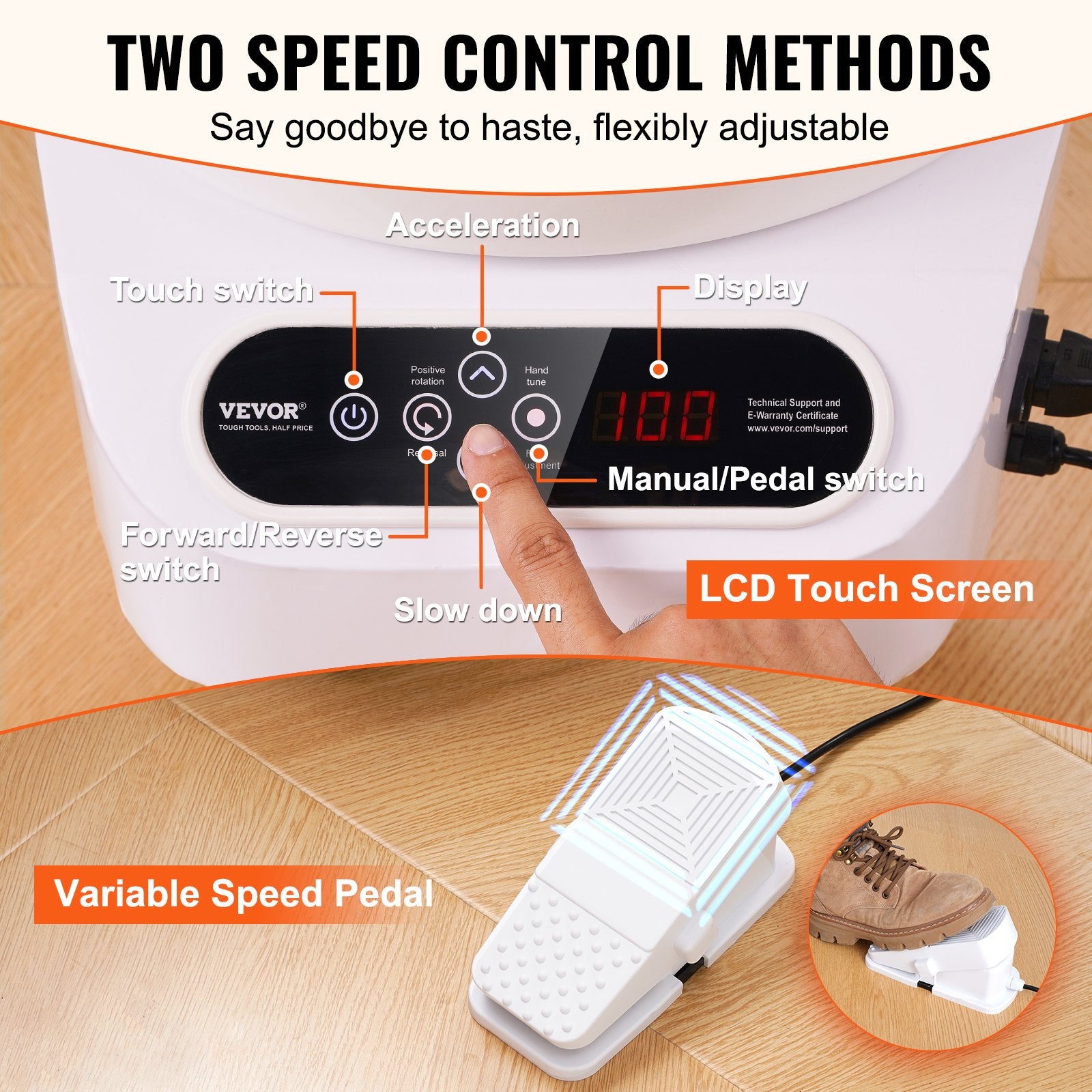 Pottery Wheel, 10 inch Pottery Forming Machine, 350W Electric Wheel for Pottery with Foot Pedal and LCD Touch V952-ZQLPJSJS10YCKNJGYV3