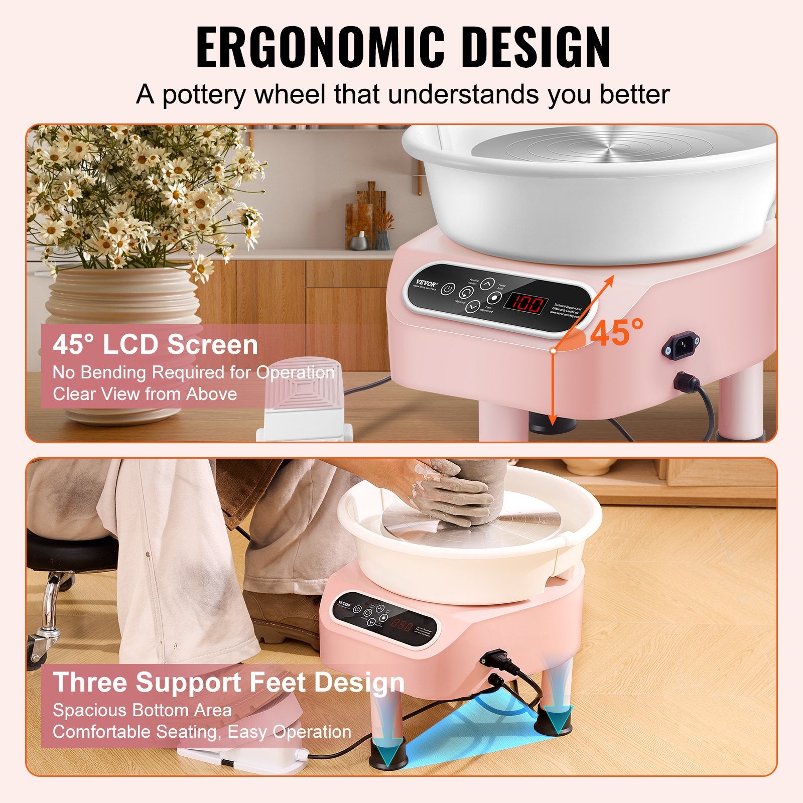 Pottery Wheel, 11 inch Pottery Forming Machine, 450W Electric Wheel for Pottery with Foot Pedal and LCD Touch V952-ZQLPJSJS11YC8MY3AV3