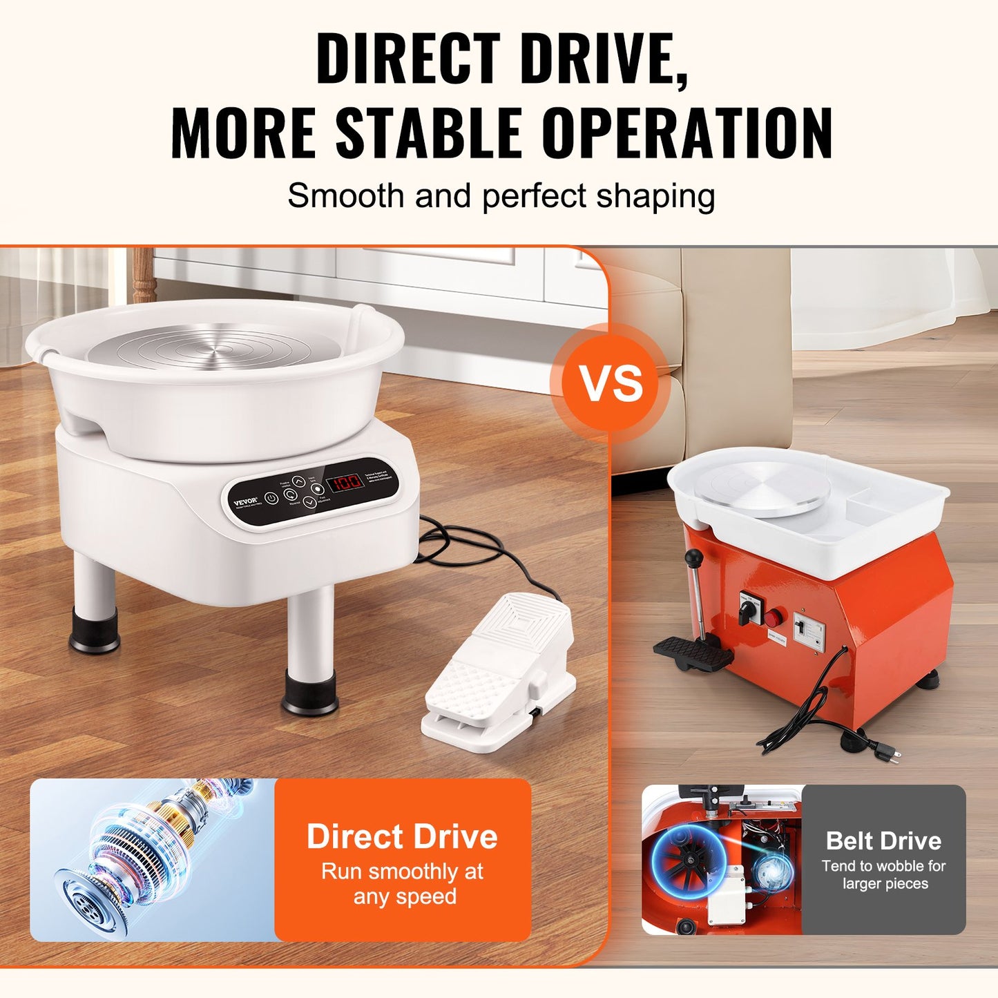 Pottery Wheel, 11 inch Pottery Forming Machine, 450W Electric Wheel for Pottery with Foot Pedal and LCD Touch V952-ZQLPJSJS11YCDNPP1V3