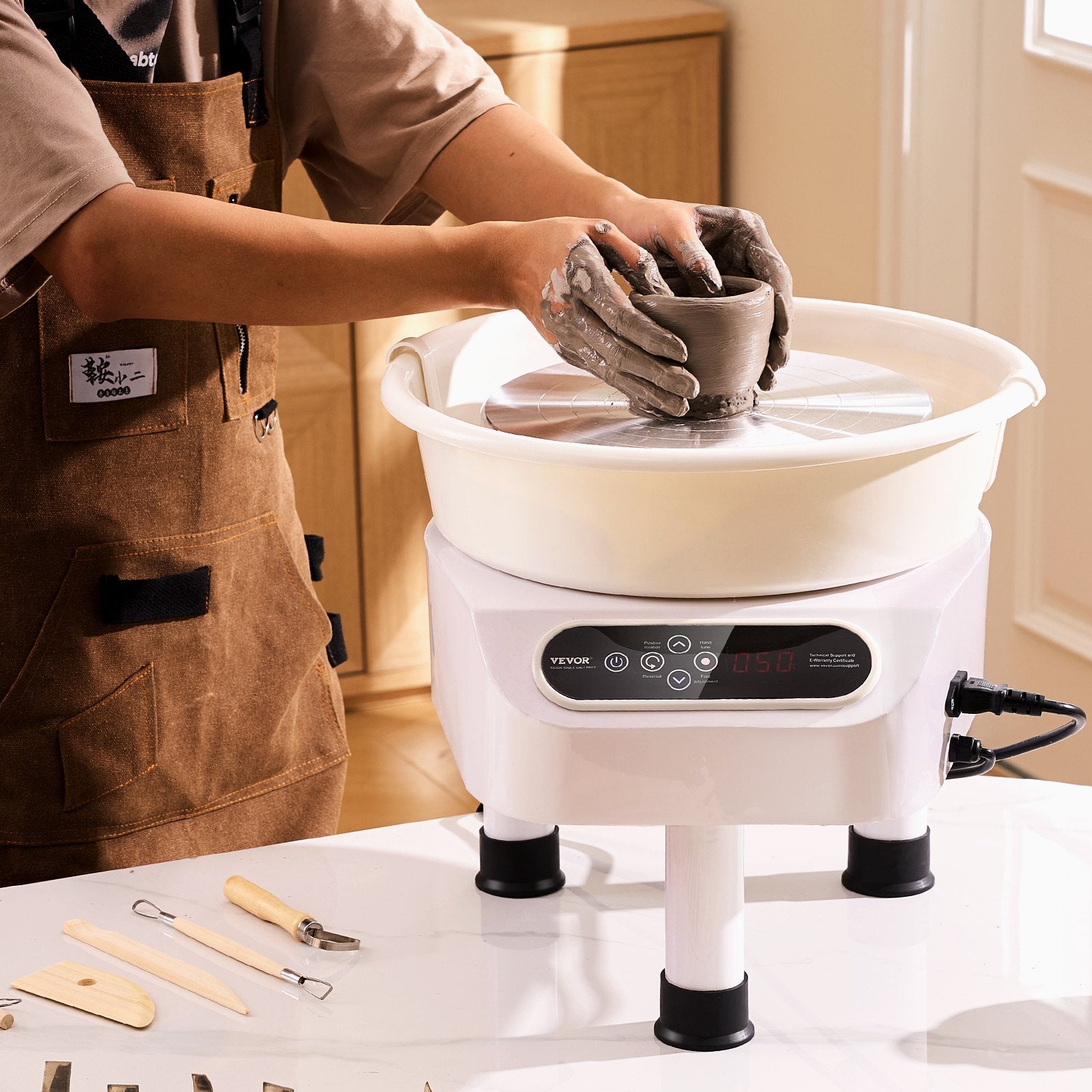 Pottery Wheel, 11 inch Pottery Forming Machine, 450W Electric Wheel for Pottery with Foot Pedal and LCD Touch V952-ZQLPJSJS11YCDNPP1V3