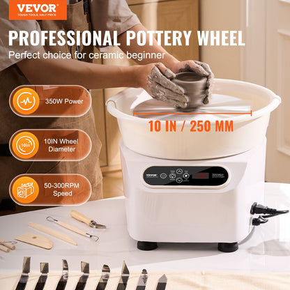 Pottery Wheel, 10 inch Pottery Forming Machine, 350W Electric Wheel for Pottery with Foot Pedal and LCD Touch V952-ZQLPJXS10YC3WLC3NV3