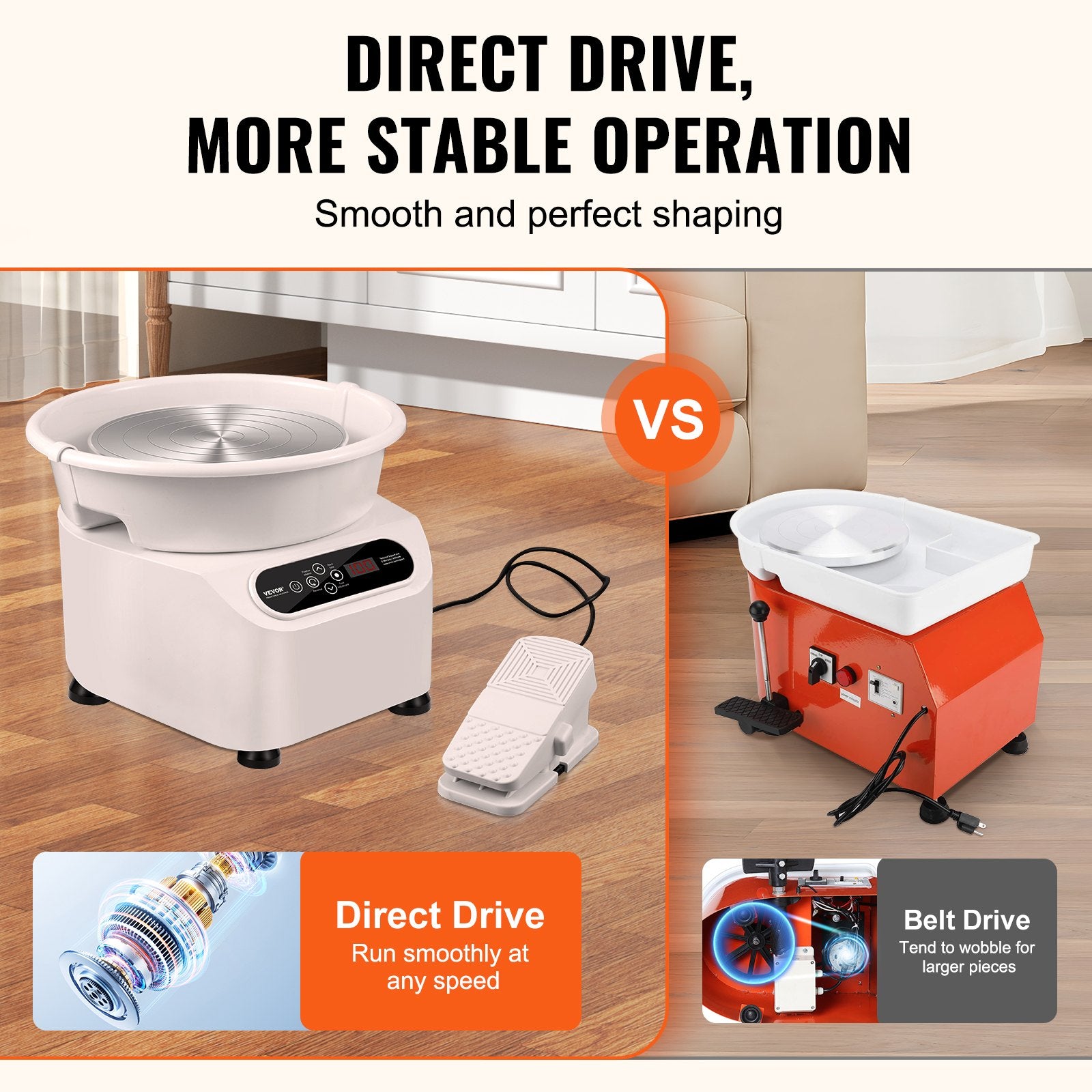 Pottery Wheel, 11 inch Pottery Forming Machine, 450W Electric Wheel for Pottery with Foot Pedal and LCD Touch V952-ZQLPJXS11YC4I5H6PV3