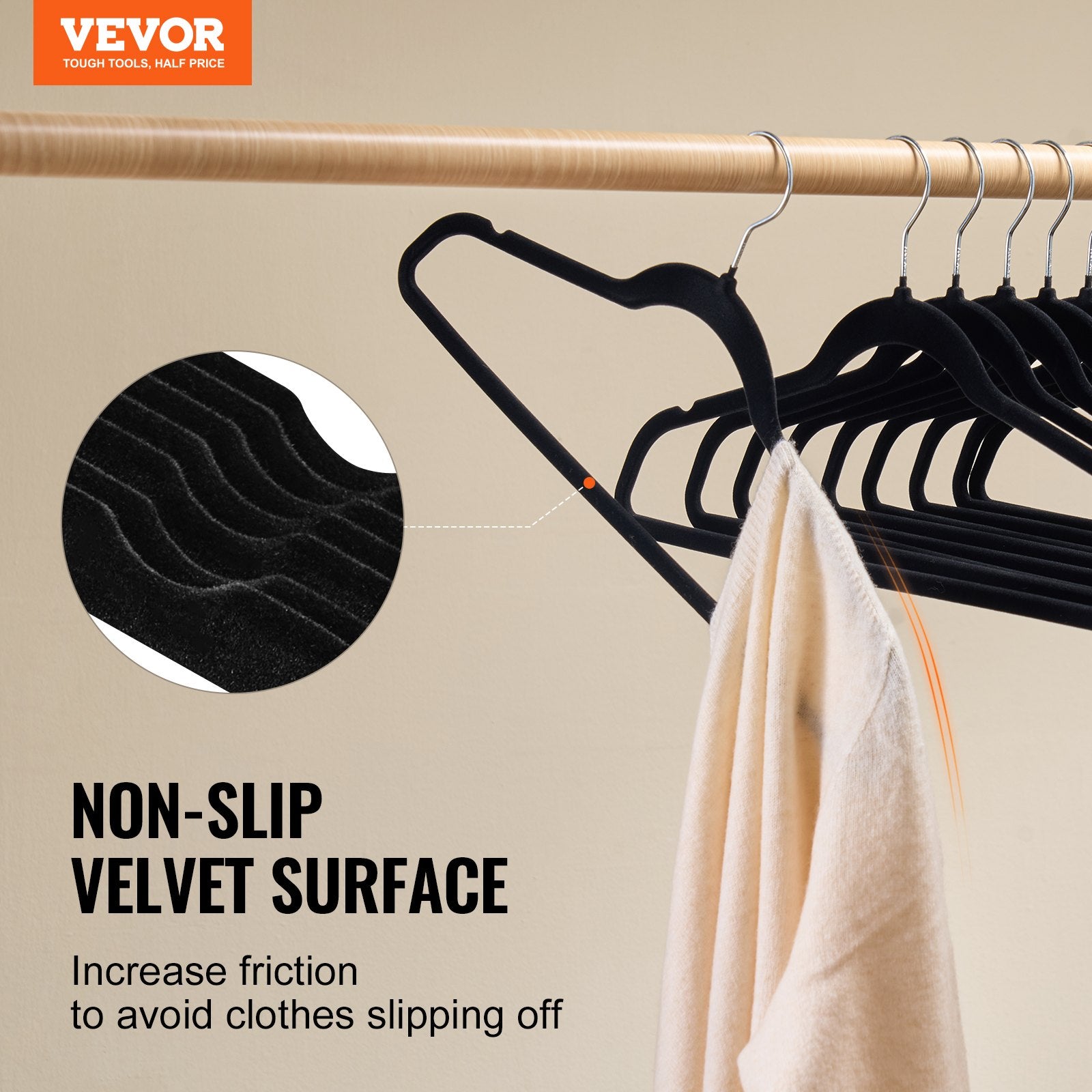 Velvet Hangers 50 Pack Black Non-Slip Hangers with 360 Degree Swivel Hook V952-ZRYJ50PCSHS0OTPW4V0