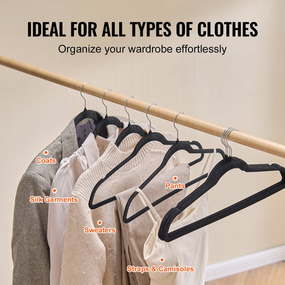 Velvet Hangers 50 Pack Black Non-Slip Hangers with 360 Degree Swivel Hook V952-ZRYJ50PCSHS0OTPW4V0