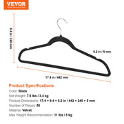 Velvet Hangers 50 Pack Black Non-Slip Hangers with 360 Degree Swivel Hook V952-ZRYJ50PCSHS0OTPW4V0