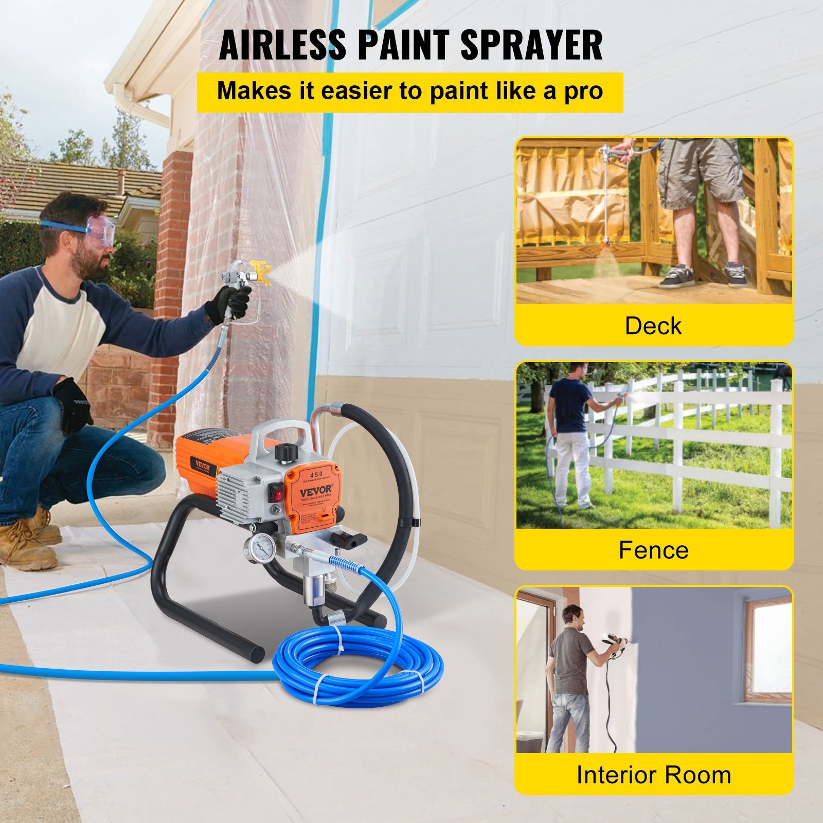 High Pressure Airless Wall Paint Spray Gun Sprayer 600W Machine Spraying V952-ZS1500W20LMINDG7WV3
