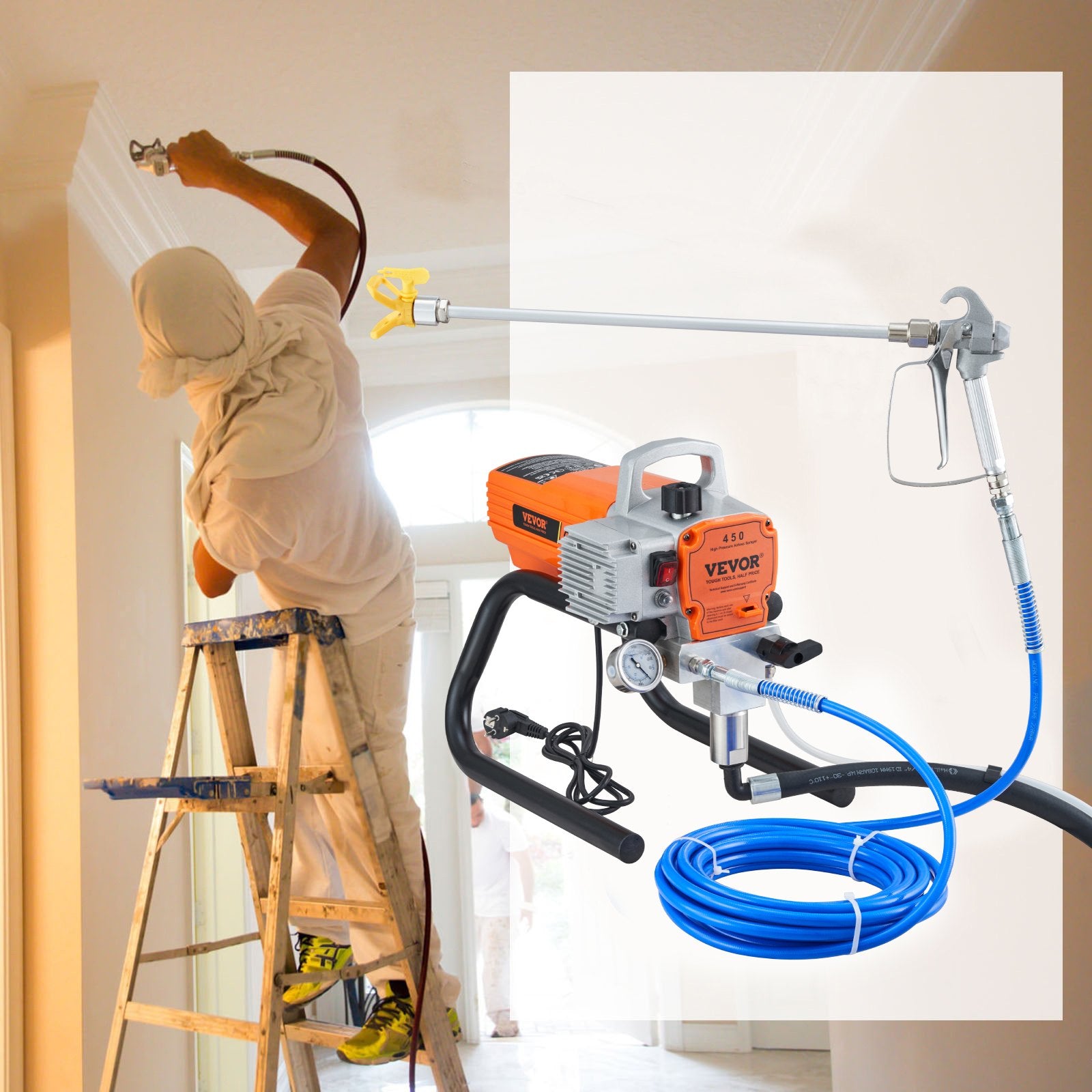 High Pressure Airless Wall Paint Spray Gun Sprayer 600W Machine Spraying V952-ZS1500W20LMINDG7WV3
