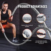 Battle Rope 1.5" 30Ft Gym Workout Strength Training Exercise Fitness Rope V952-ZS30FT15INDBX4FLXV0