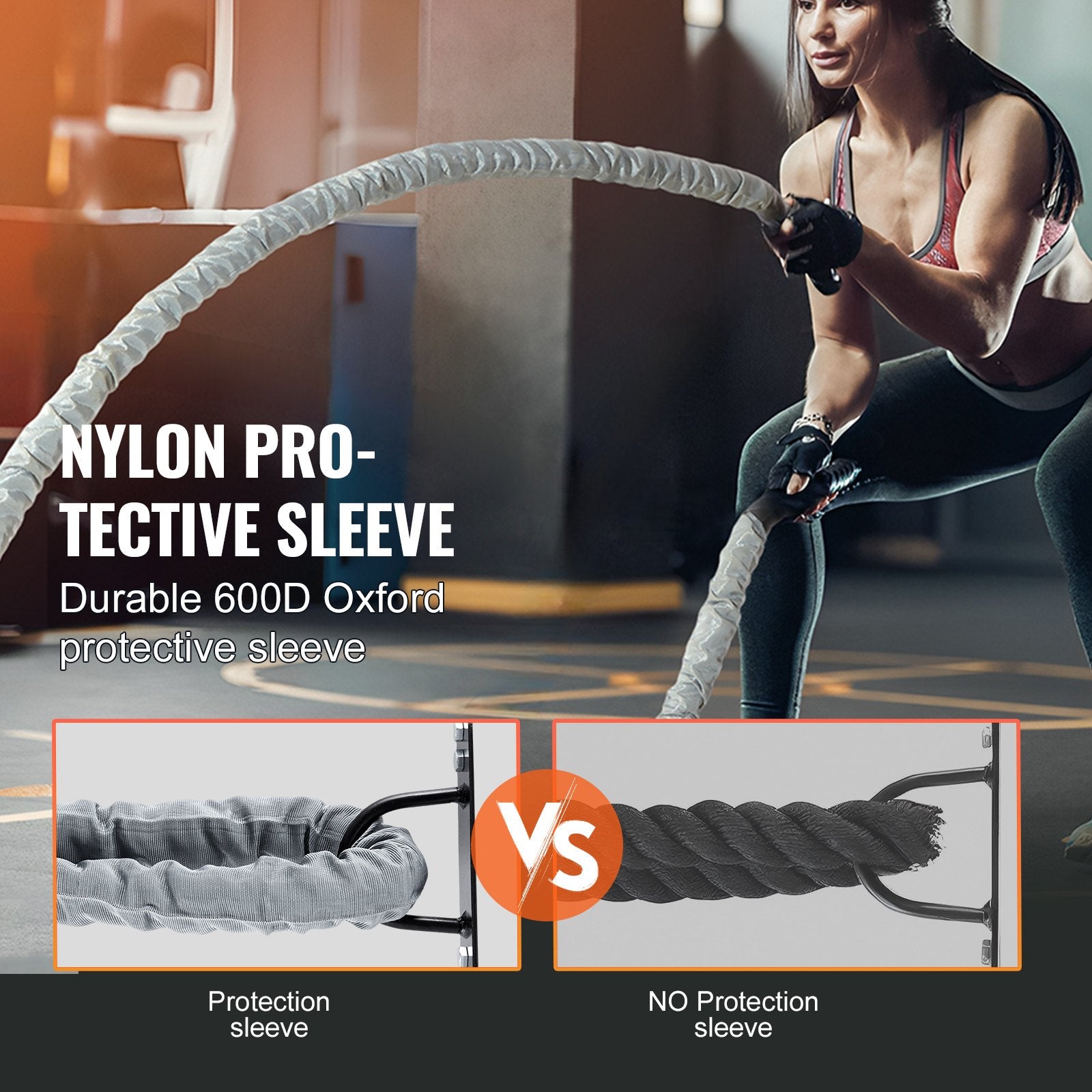 Battle Rope 1.5" 30Ft Gym Workout Strength Training Exercise Fitness Rope V952-ZS30FT15INDBX4FLXV0