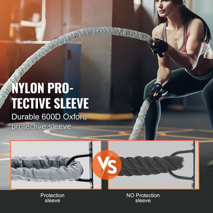 Battle Rope 1.5" 30Ft Gym Workout Strength Training Exercise Fitness Rope V952-ZS30FT15INDBX4FLXV0