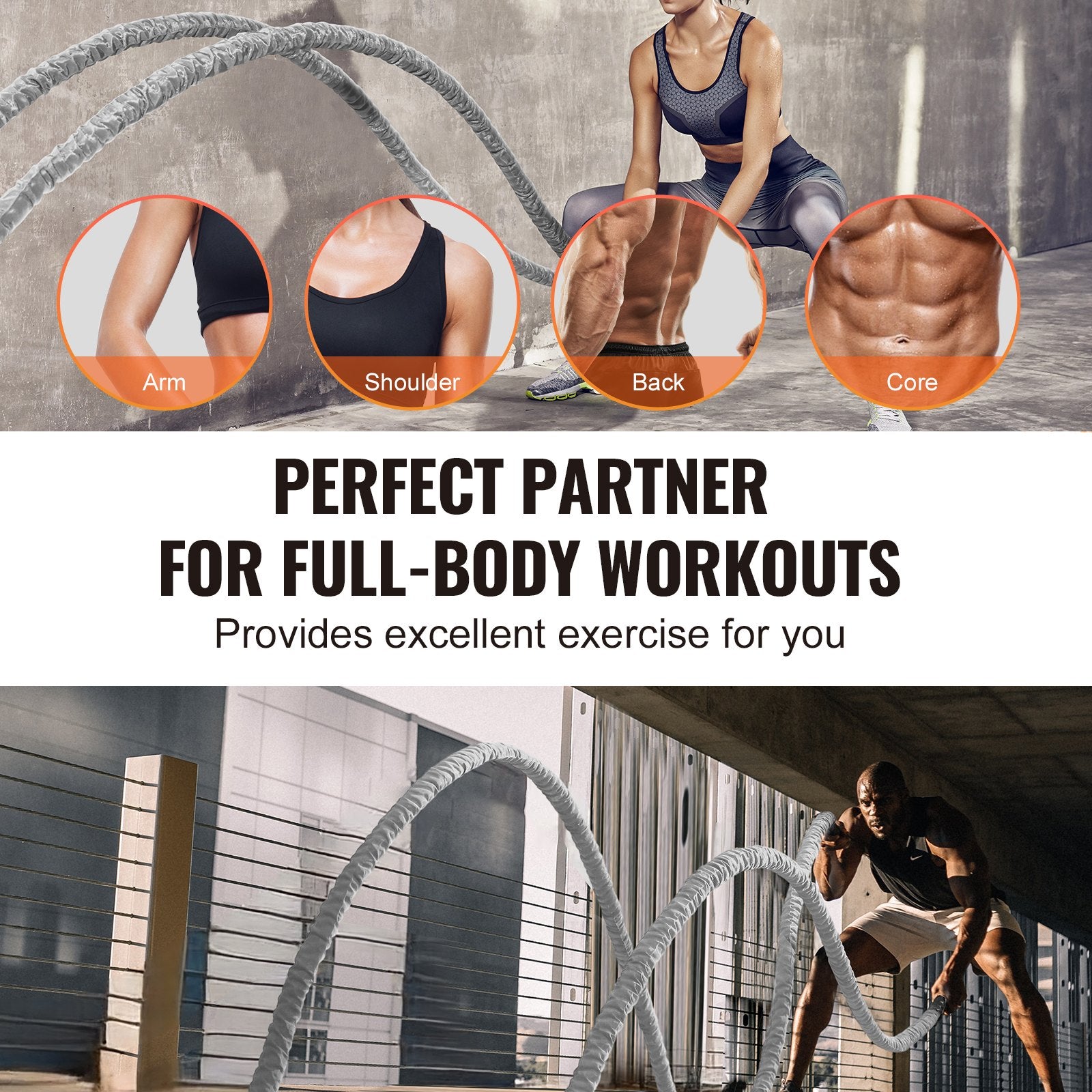 Battle Rope 1.5" 30Ft Gym Workout Strength Training Exercise Fitness Rope V952-ZS30FT15INDBX4FLXV0
