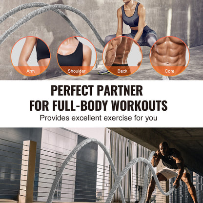 Battle Rope 1.5" 30Ft Gym Workout Strength Training Exercise Fitness Rope V952-ZS30FT15INDBX4FLXV0