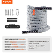 Battle Rope 1.5" 30Ft Gym Workout Strength Training Exercise Fitness Rope V952-ZS30FT15INDBX4FLXV0