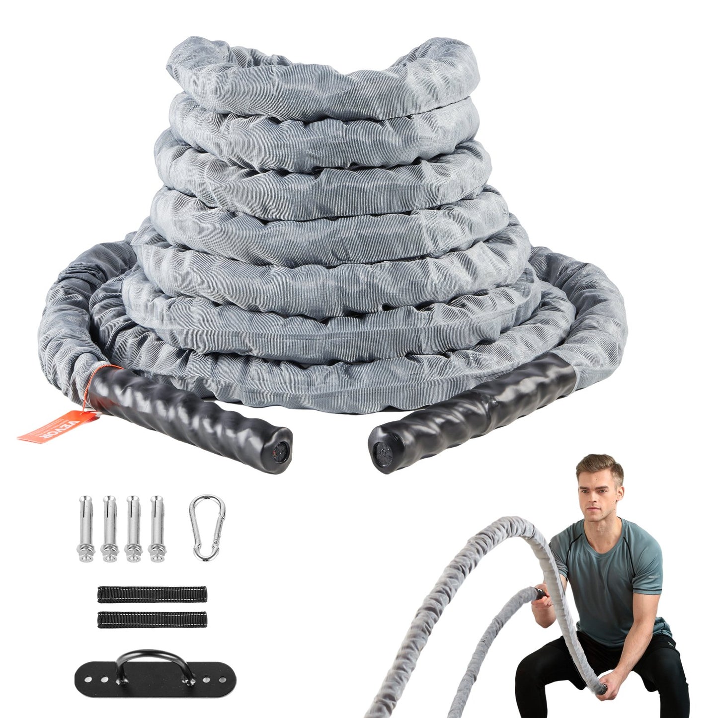Battle Rope 1.5" 30Ft Gym Workout Strength Training Exercise Fitness Rope V952-ZS30FT15INDBX4FLXV0