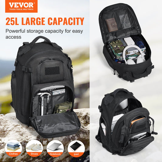 Tactical Backpack 25L Military Backpack with Molle Mode & Sponge Pad Black V952-ZSBBCDSHS25L40I0EV0