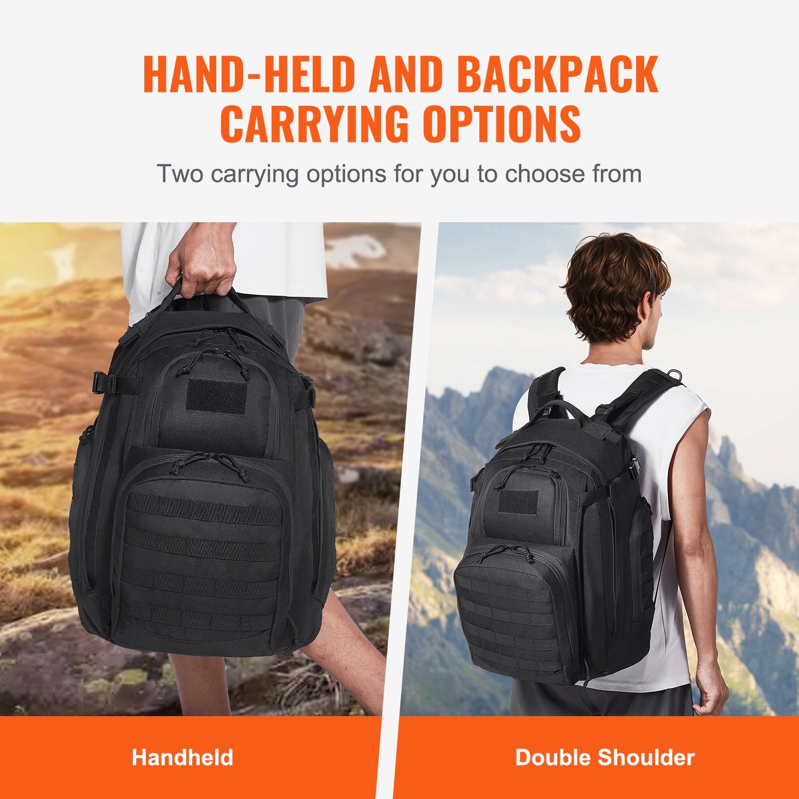 Tactical Backpack 40L Military Backpack with Molle Mode & Sponge Pad Black V952-ZSBBCDSHS40LC7V25V0