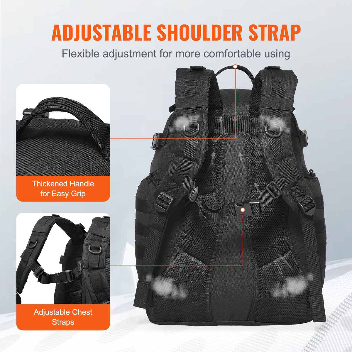 Tactical Backpack 40L Military Backpack with Molle Mode & Sponge Pad Black V952-ZSBBCDSHS40LC7V25V0