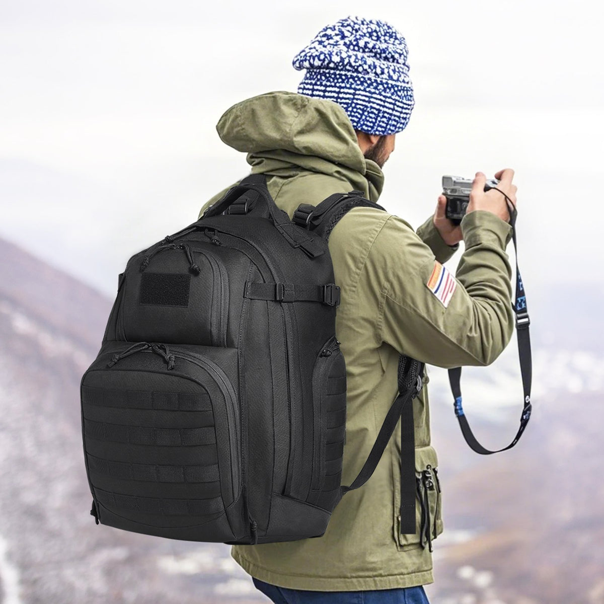 Tactical Backpack 40L Military Backpack with Molle Mode & Sponge Pad Black V952-ZSBBCDSHS40LC7V25V0