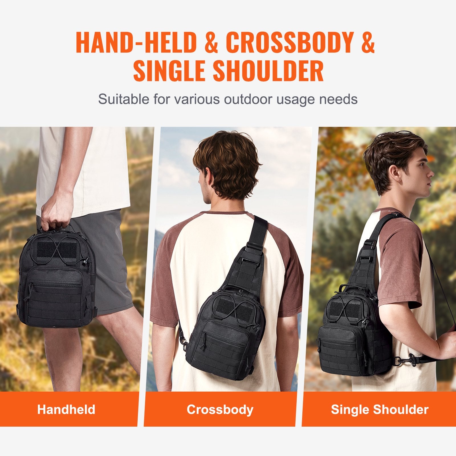 Tactical Sling Bag 10L Military Rover Shoulder Sling Backpack Black V952-ZSDJBHS10L00OBQOWV0