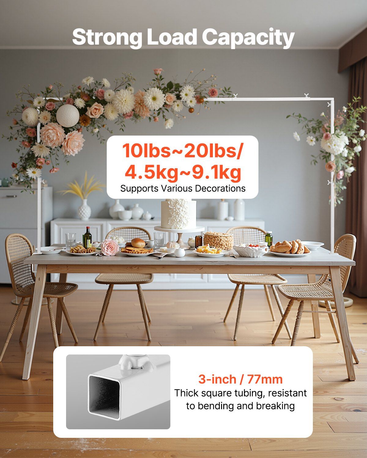 Over The Table Rod Stand with Clamps, 13"-42'' Tall & 28"-98" Length Adjustable, Metal Table Arch Stand, V952-ZSGJ1JBSBDTTIQB9L001V0