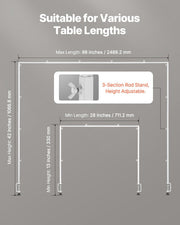 Over The Table Rod Stand with Clamps, 13"-42'' Tall & 28"-98" Length Adjustable, Metal Table Arch Stand, V952-ZSGJ1JBSBDTTIQB9L001V0