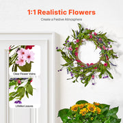 Artificial Decorative Wreath 55.88 cm Pink Green with Daisies Year Round V952-ZSHH22INCHCJY8KMFV0