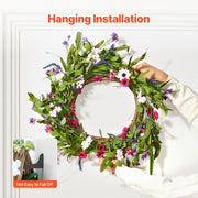 Artificial Decorative Wreath 55.88 cm Pink Green with Daisies Year Round V952-ZSHH22INCHCJY8KMFV0