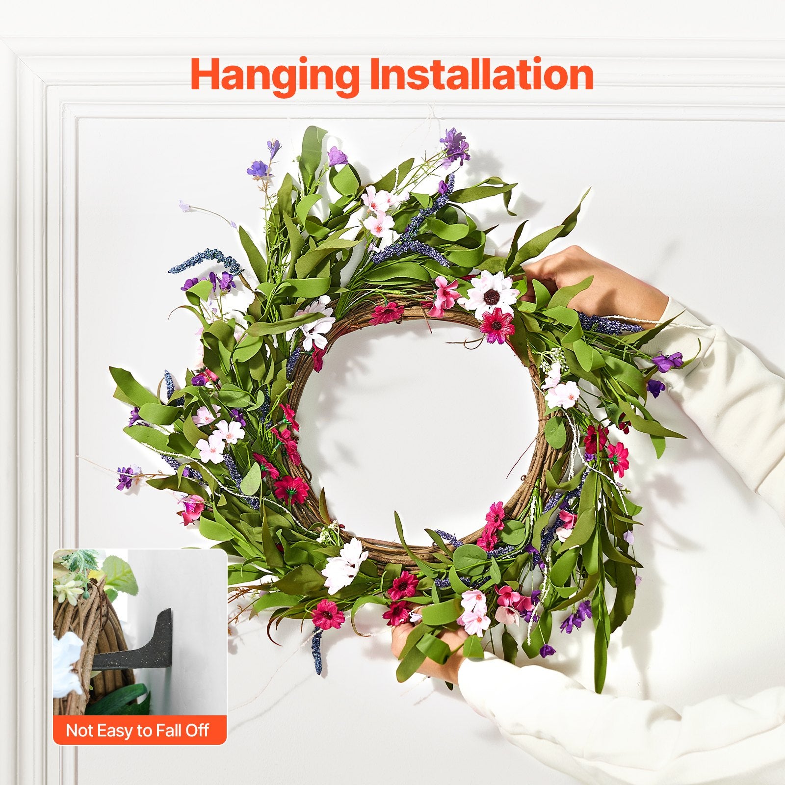Artificial Decorative Wreath 55.88 cm Pink Green with Daisies Year Round V952-ZSHH22INCHCJY8KMFV0