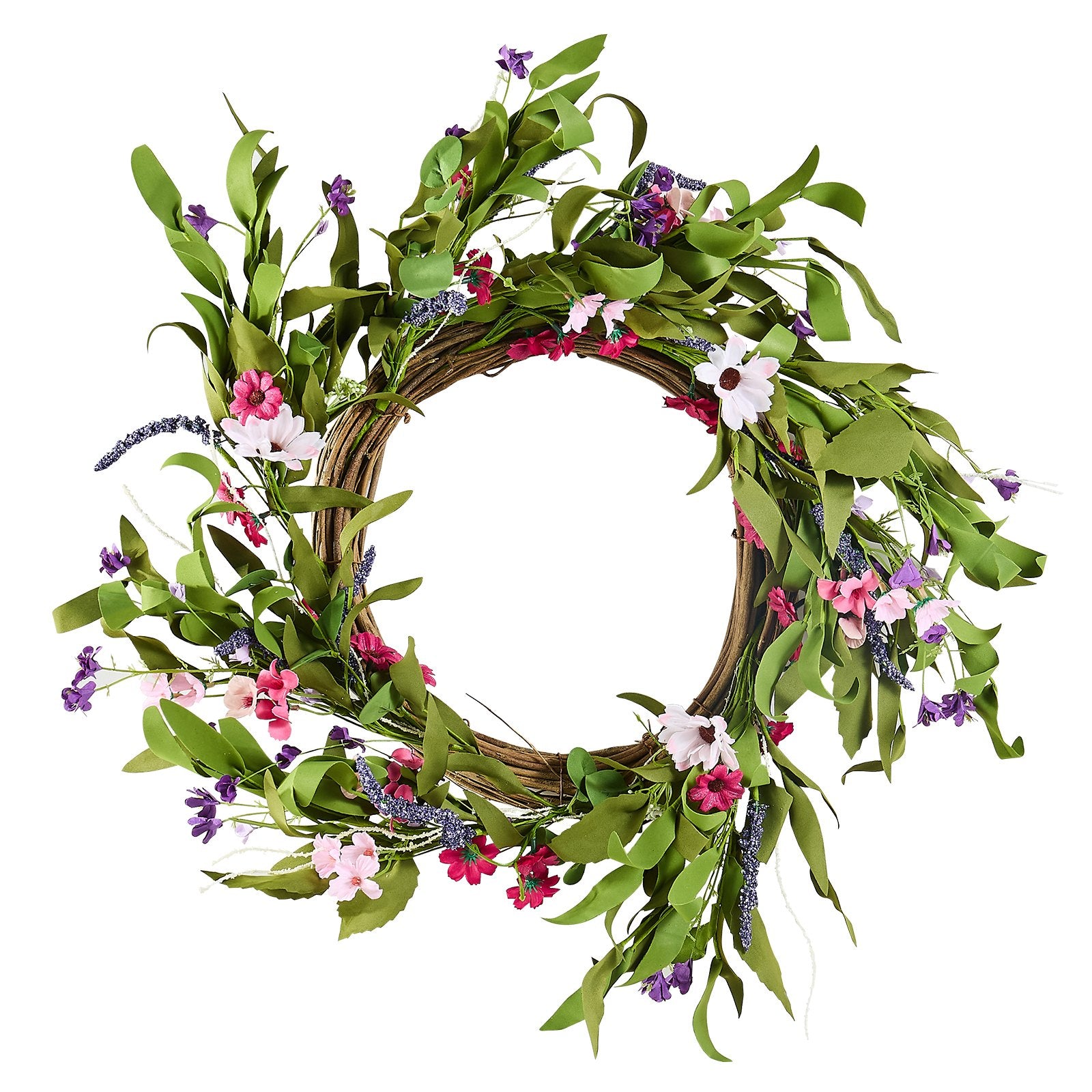 Artificial Decorative Wreath 55.88 cm Pink Green with Daisies Year Round V952-ZSHH22INCHCJY8KMFV0