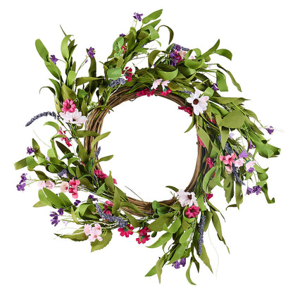 Artificial Decorative Wreath 55.88 cm Pink Green with Daisies Year Round V952-ZSHH22INCHCJY8KMFV0