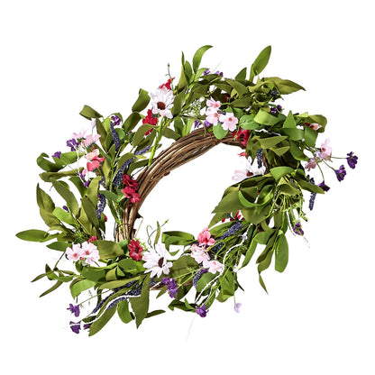 Artificial Decorative Wreath 55.88 cm Pink Green with Daisies Year Round V952-ZSHH22INCHCJY8KMFV0