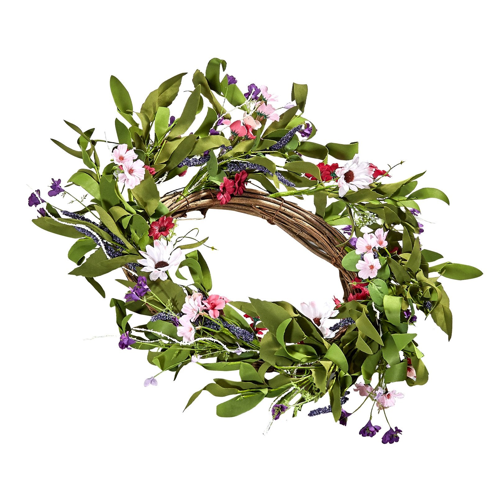 Artificial Decorative Wreath 55.88 cm Pink Green with Daisies Year Round V952-ZSHH22INCHCJY8KMFV0